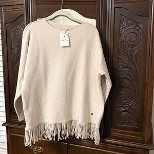 Alfa Women's Cream Fringe Sweater NWT